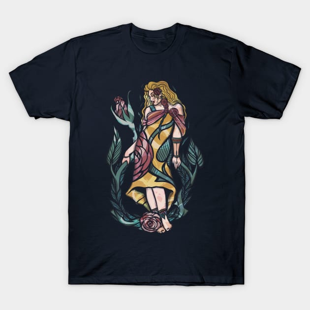 Abstract Roses Goddess T-Shirt by bubbsnugg